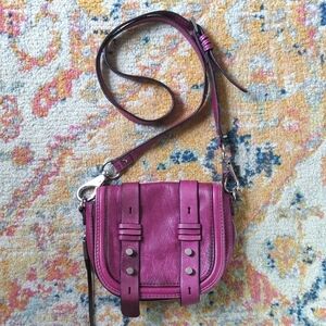 She + Lo Unchartered Leather Mini Crossbody Saddle Bag Plum Purple